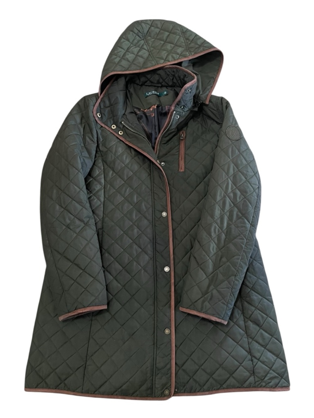Lauren Ralph Lauren Equestrian Print Lined Quilted Barn Jacket Large - Picture 3 of 16
